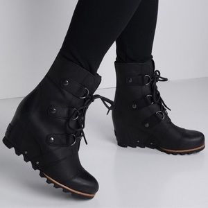 Sorel Black Joan of Arctic Wedge Boots
